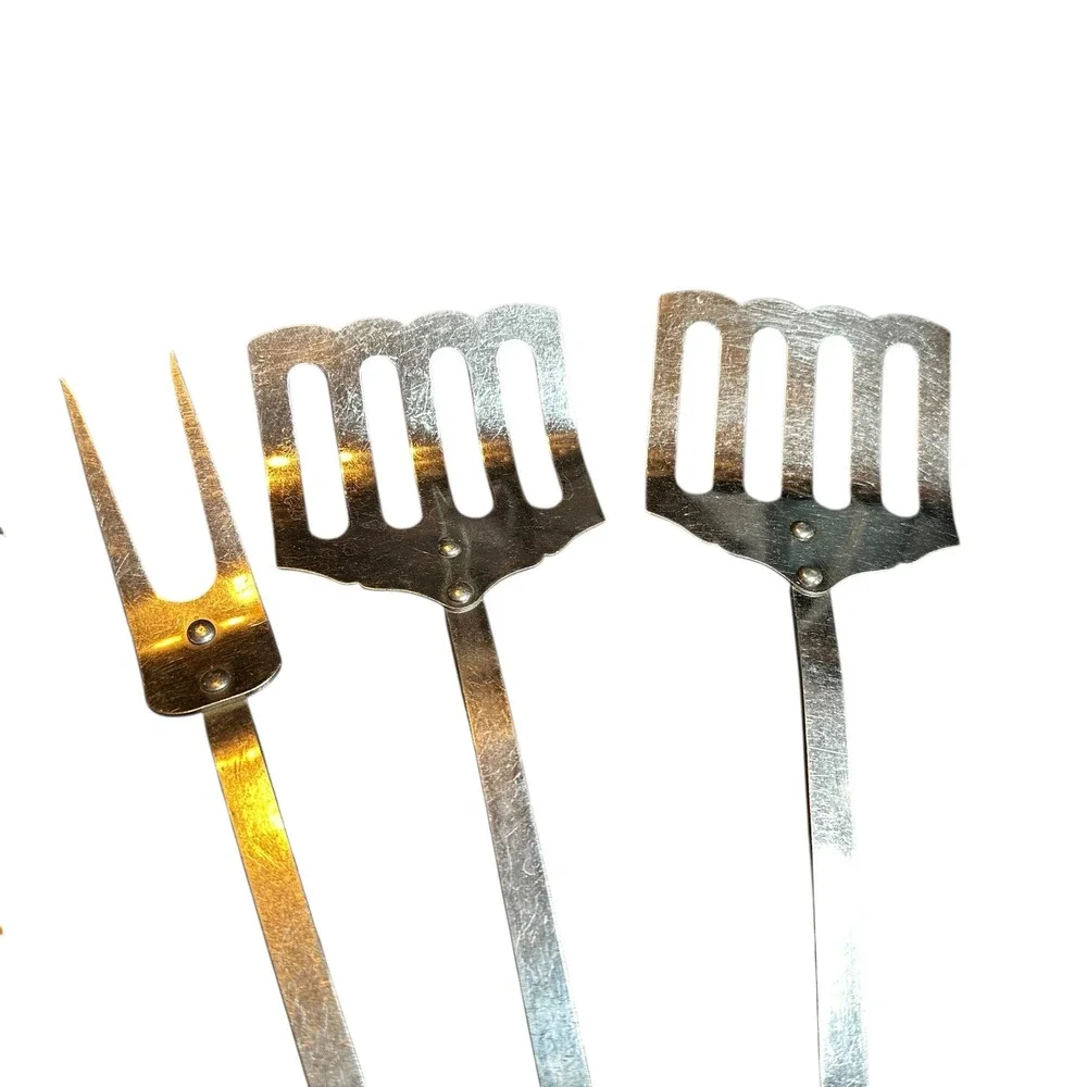 Stanhome Stainless‎ Steel Utensil Set Brown Bakelite Handles 5 Piece Spatulas